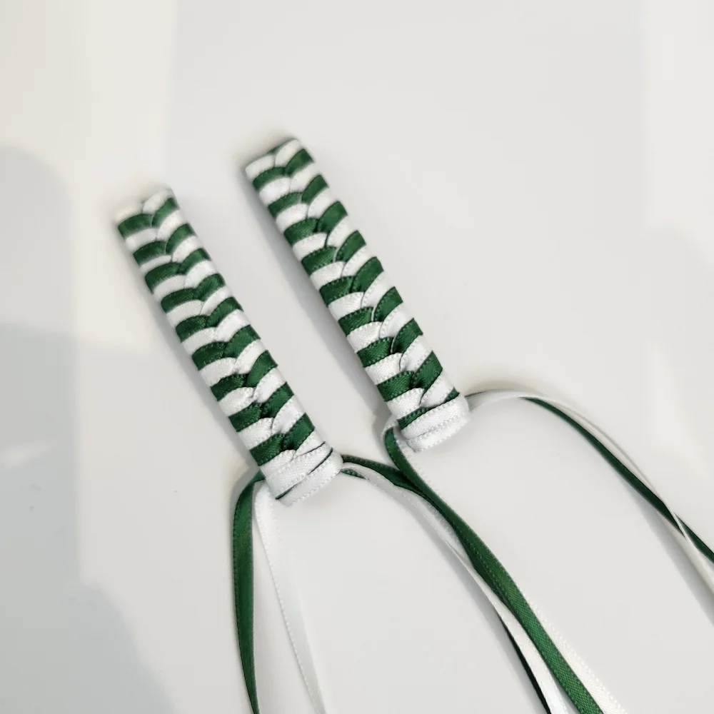 Green White Ribbon Barrette Set of 2 Retro 80s Vintage St. Patrick's Day‎ Irish